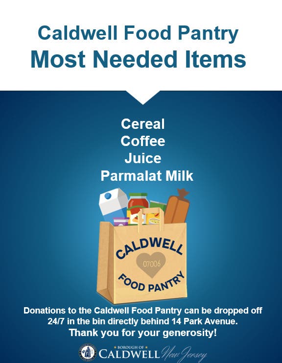 Caldwell Food Pantry Most Needed Items week Aug 11 - Aug 19