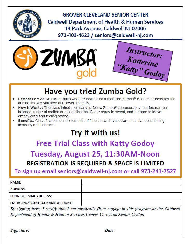 Free Zumba Gold/ Tuesday, August 25 @ 11:30 AM