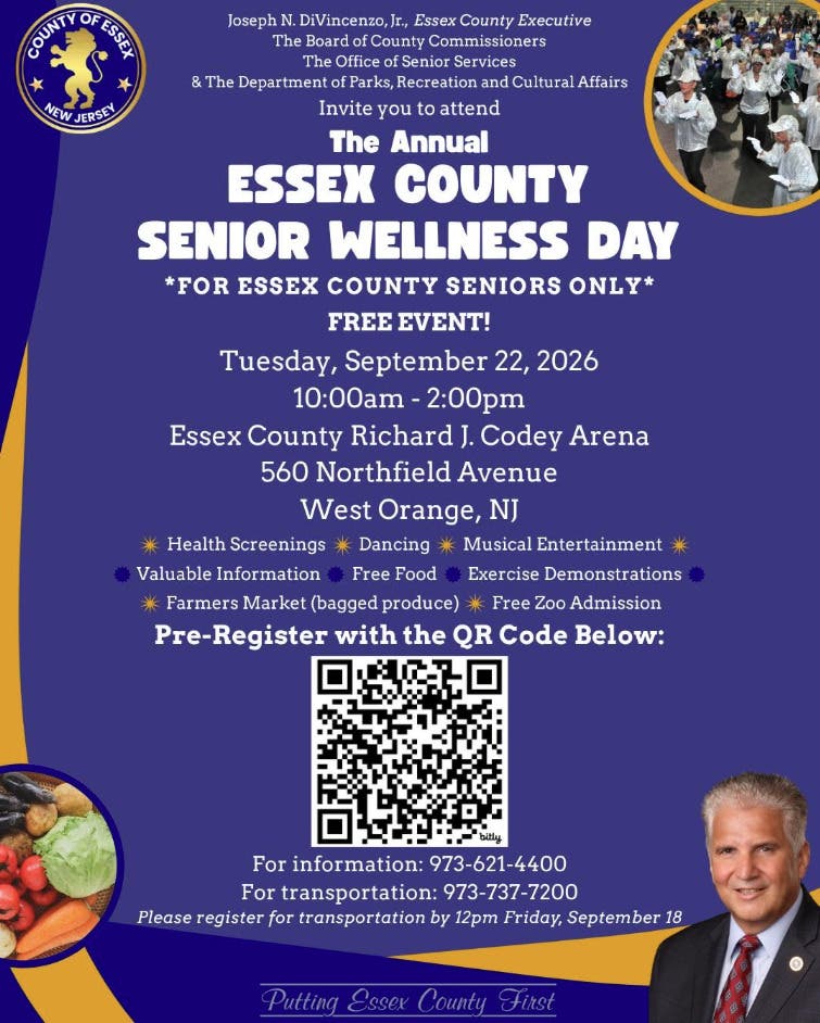 Essex County Senior Wellness Day, --Tuesday September 22, 2026, -- Time 10:00AM - 2:00PM