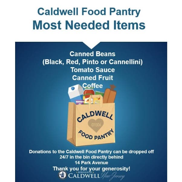 Caldwell Food Pantry Most Needed Items Week of 9/16 to 09/22