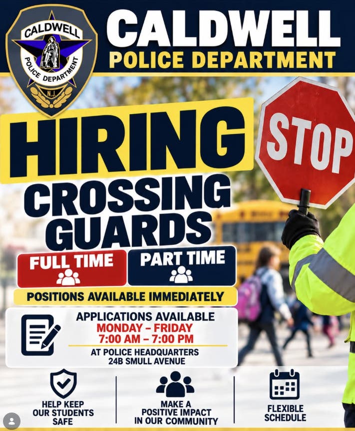 Caldwell Police Department Hiring Crossing Guards