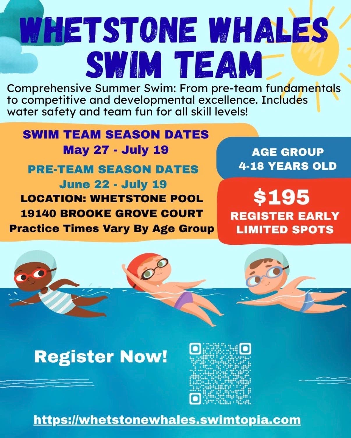 Whetstone Whales Summer Swim Team Registration