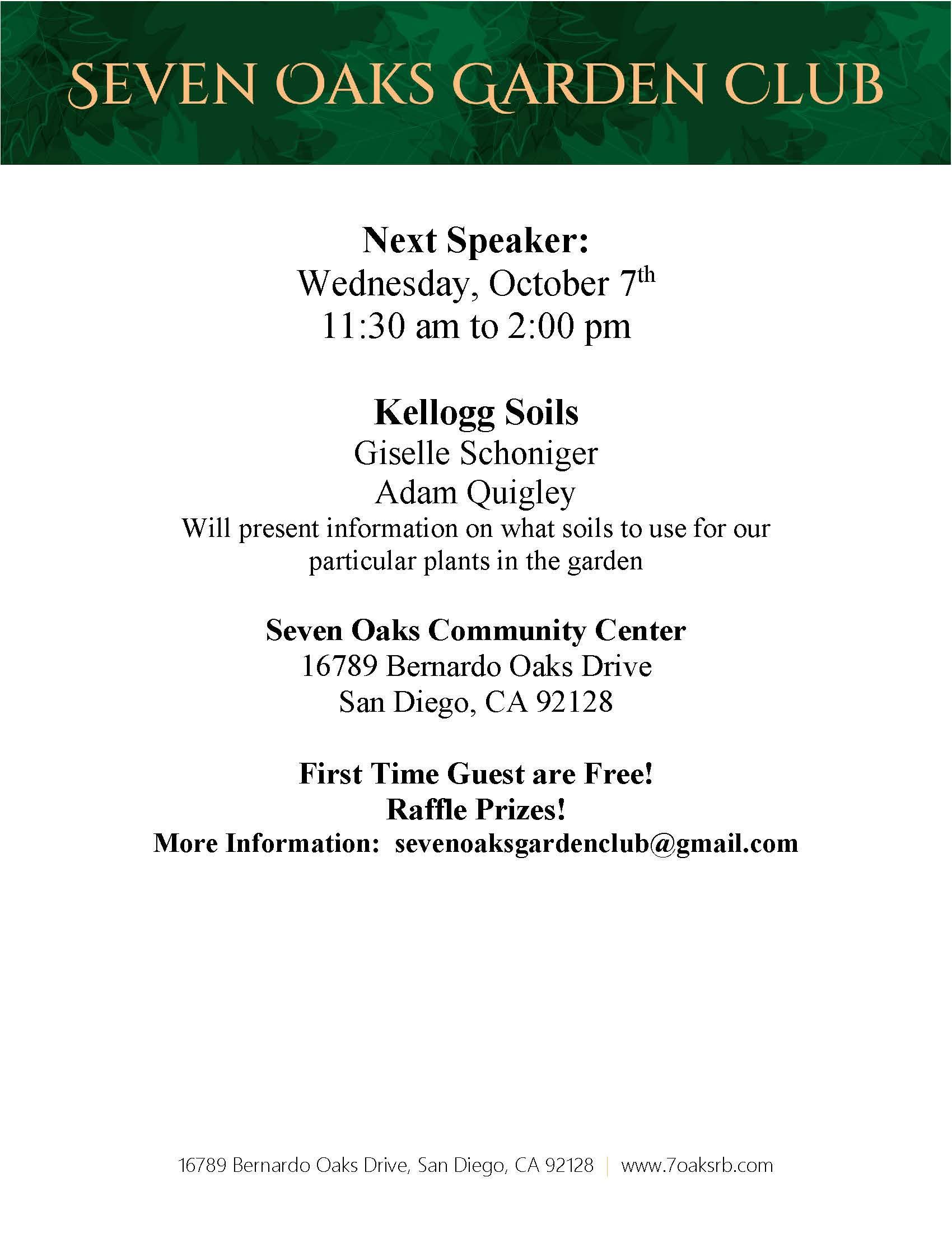 Seven Oaks Garden Club - Presentation - Kellogg Soils.