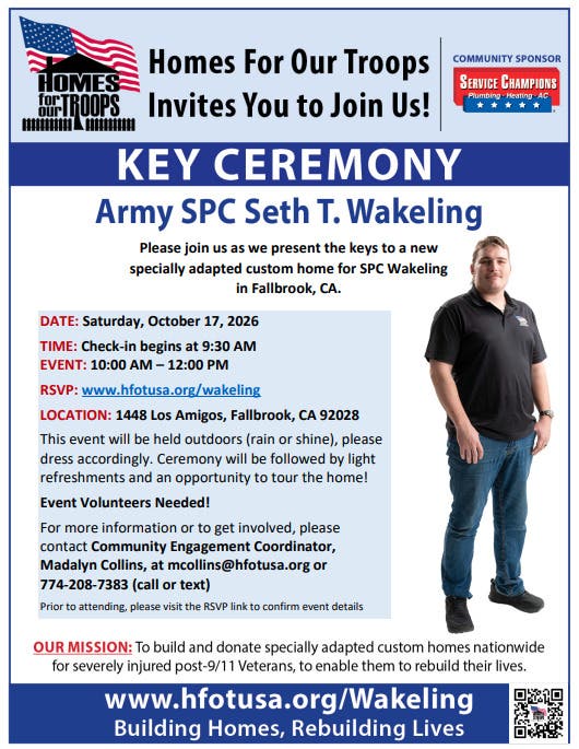 Key Ceremony for Army SPC Seth Wakeling