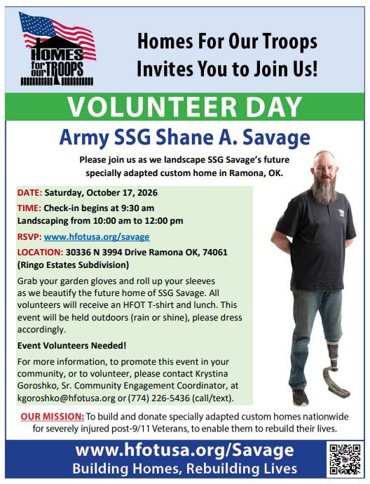 Volunteer Day for Army SSG Shane Savage