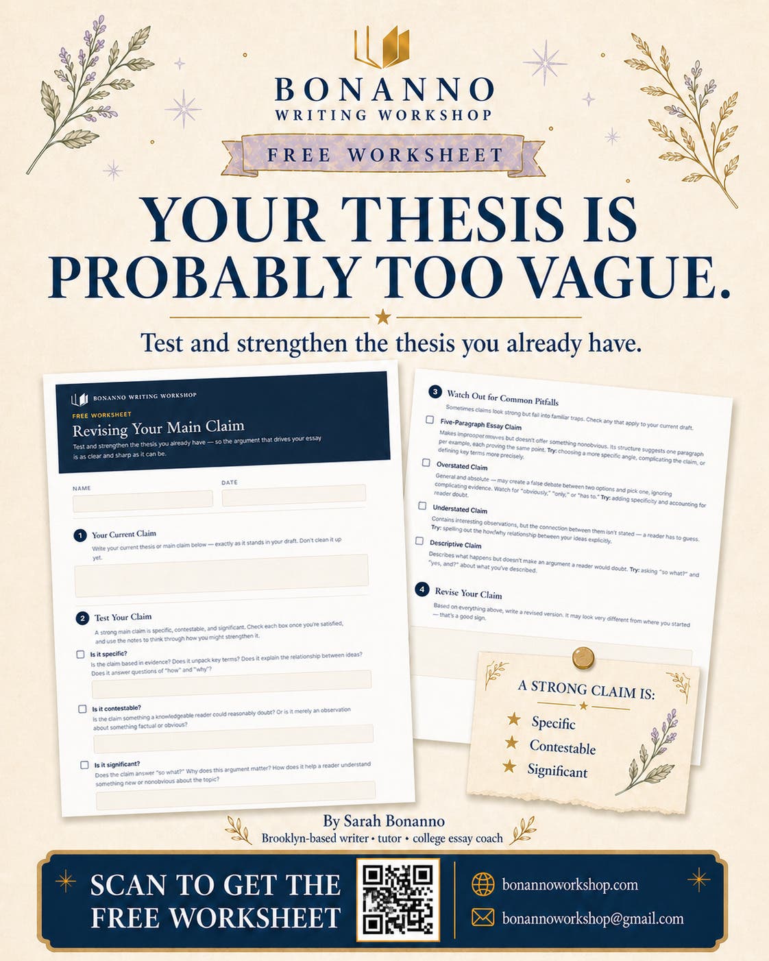 Free Thesis Worksheet — From a Pleasantville Native & Writing Tutor