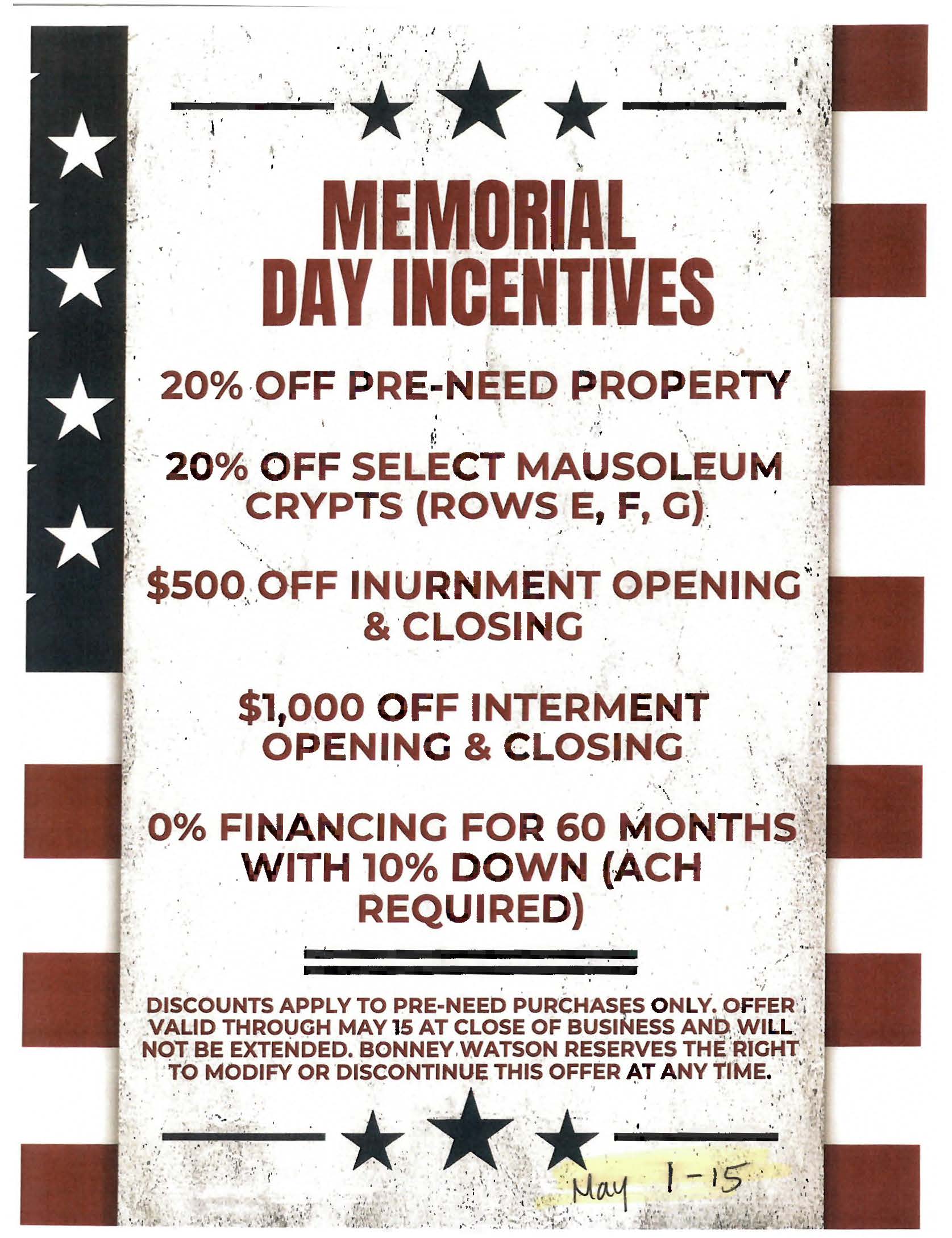 Memorial Day Holiday Special 