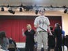 Evan Schmidlin (Wonka) rehearses a scene from Spotlight Players' Roald Dahl's Charlie and the Chocolate Factory during a recent rehearsal. The Broadway musical opens August 7 and runs through August 16 in Matawan.