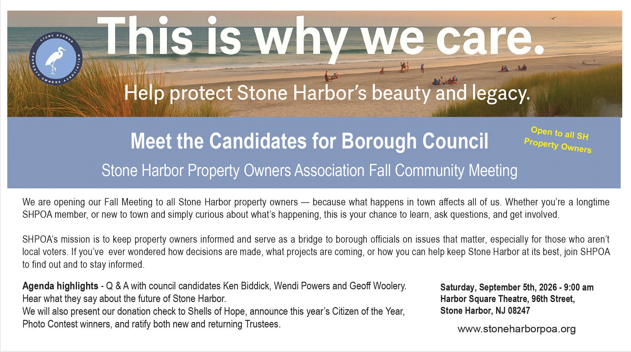 Stone Harbor Property Owners Association Fall Meeting - Including Borough Council Candidate Forum