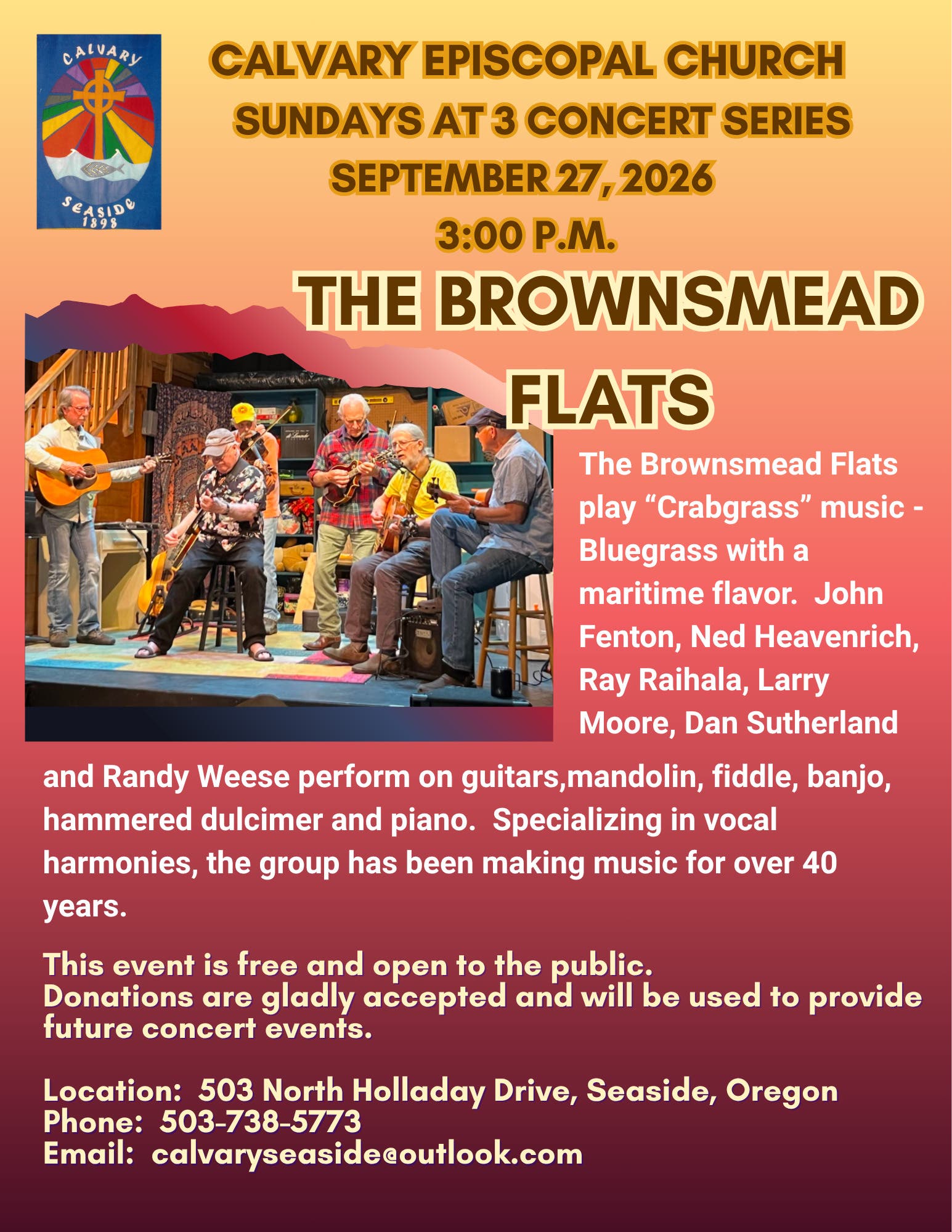 Sundays at 3:00 Concert Series - The Brownsmead Flats
