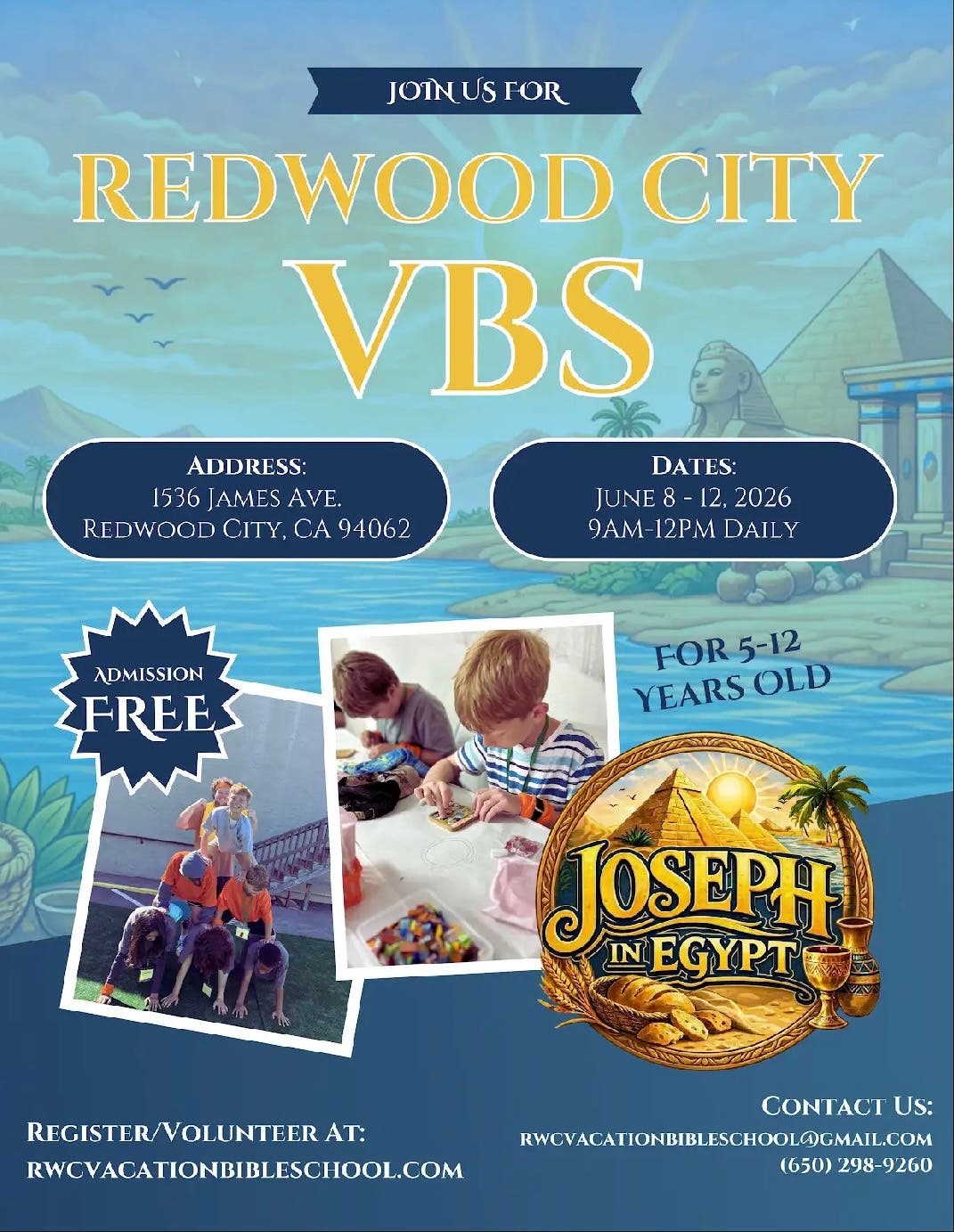 Free Redwood City Kids Vbs week