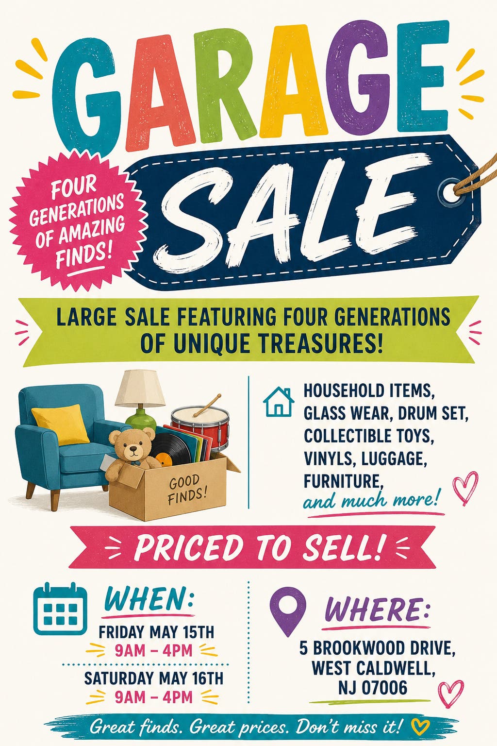 Garage Sale May 15 and 16