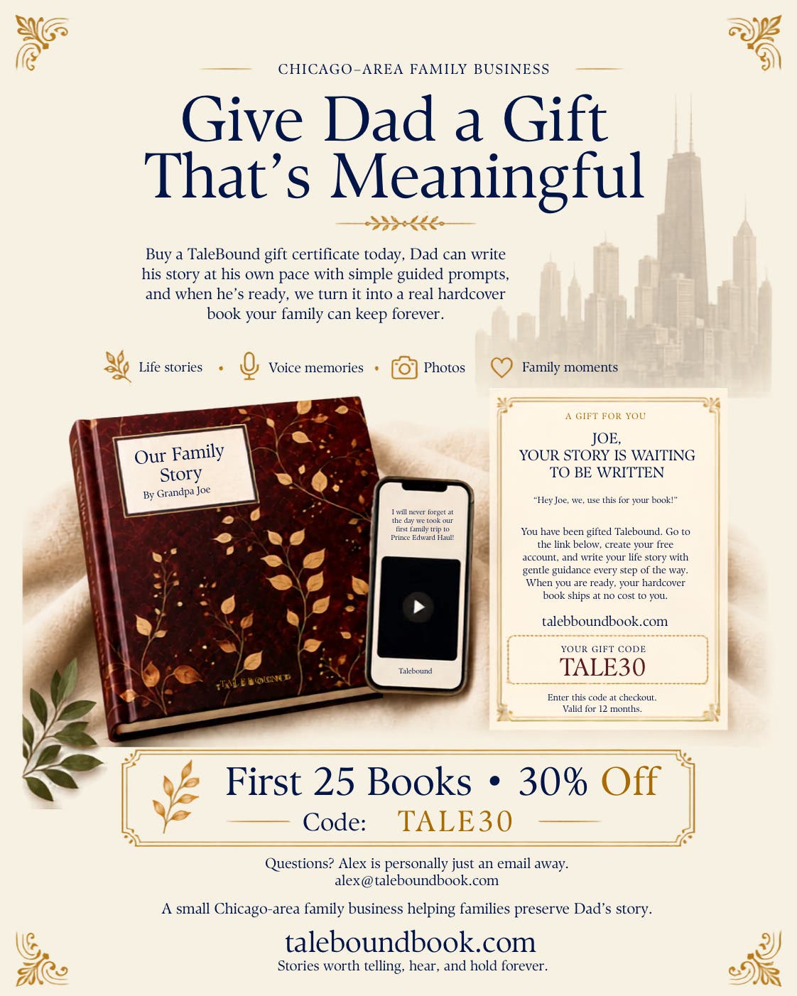 Father’s Day Gift Idea: Custom Hardcover Book of Dad’s Life Story — $62.99