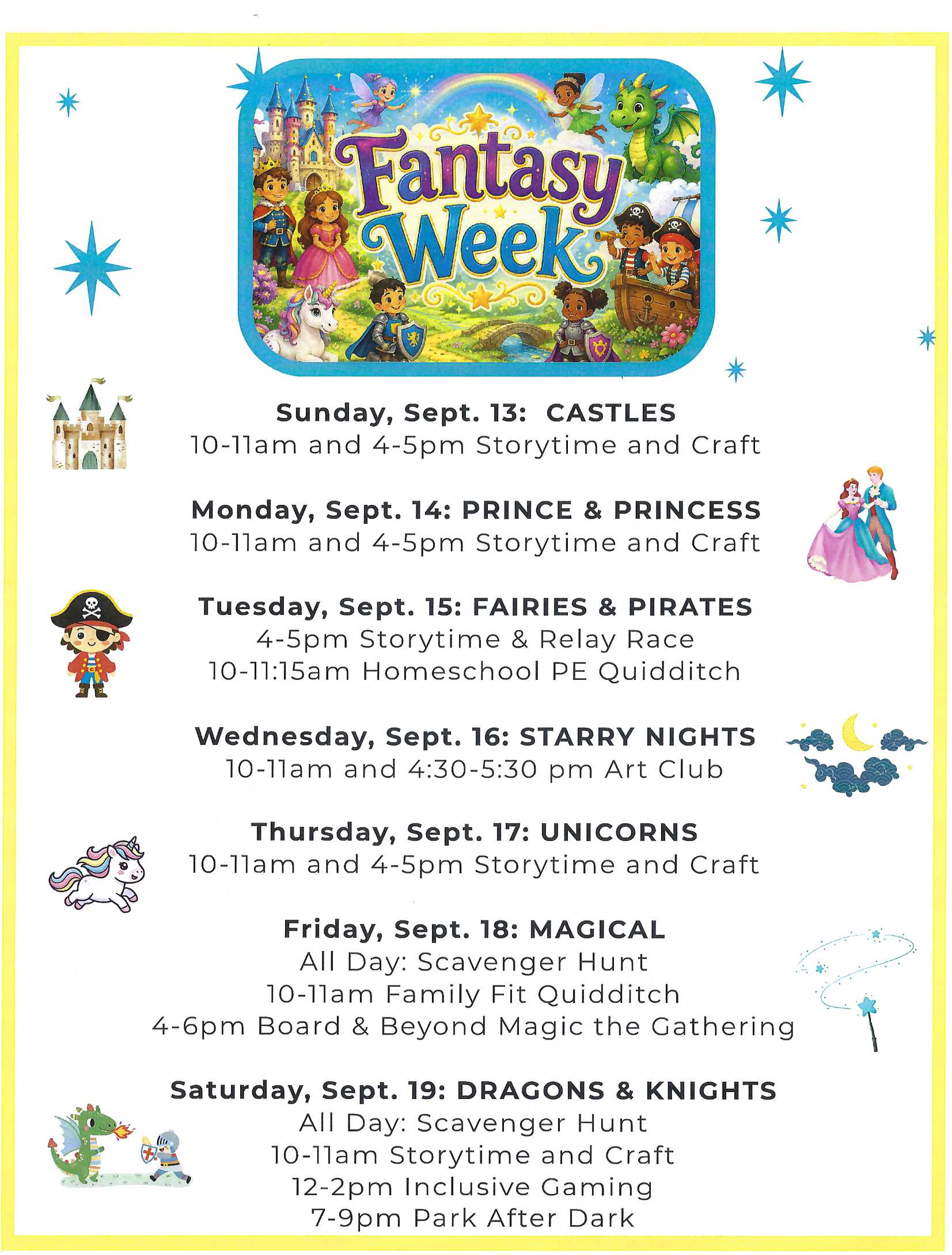 Fantasy Week Activities