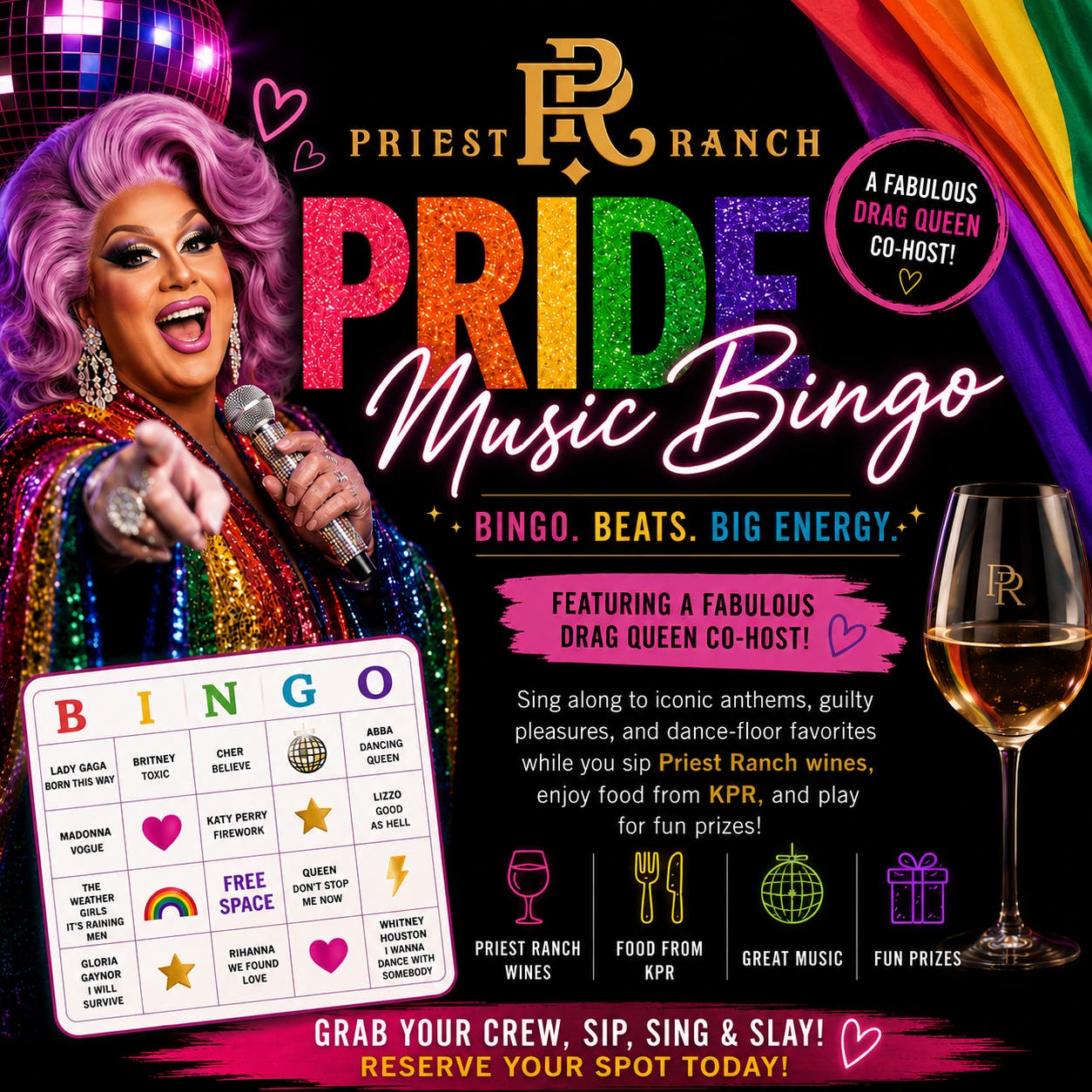 Sip, Slay & Sing: Pride Music Bingo