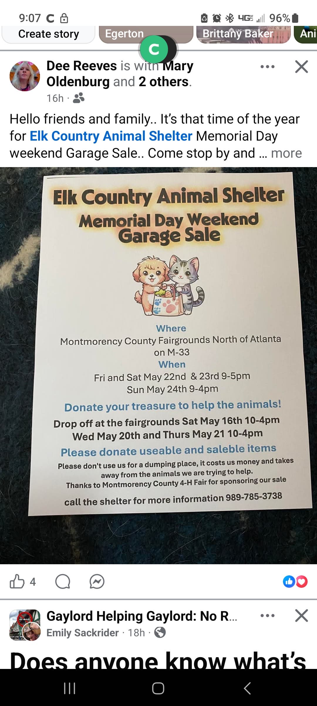 Elk Country Animal Shelter Memorial Day Weekend Garage Sale