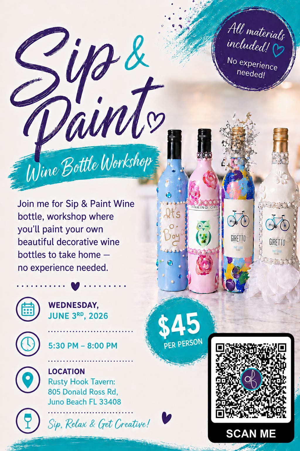 Sip & Paint Wine Bottle workshop