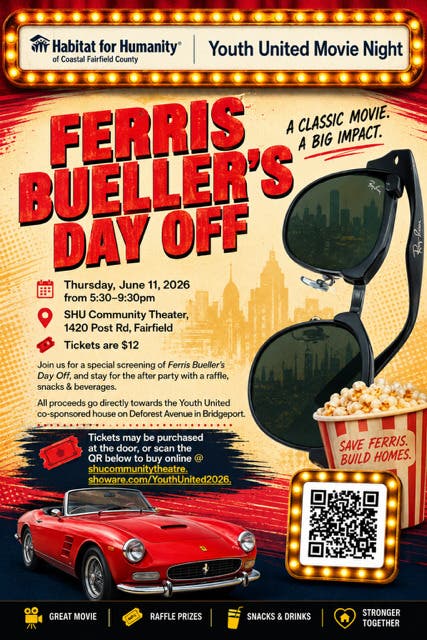 Ferris Bueller's Day Off.  Youth United Movie Night. Come join the fun!  One night only.