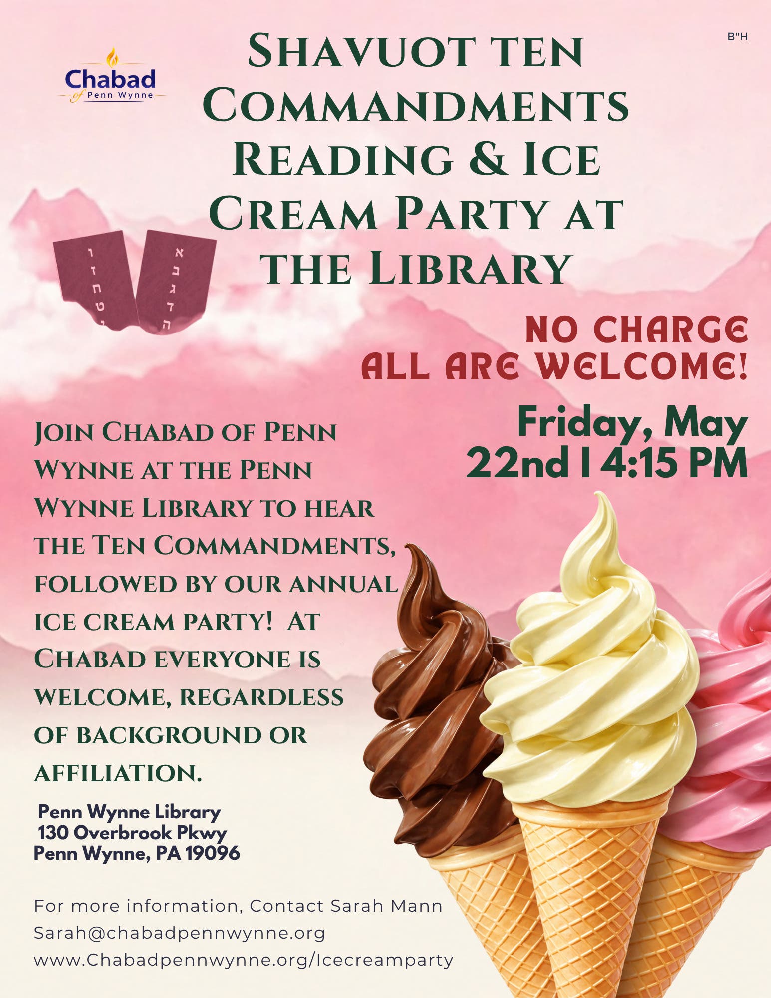 Shavuot 10 commandments reading & Ice cream party