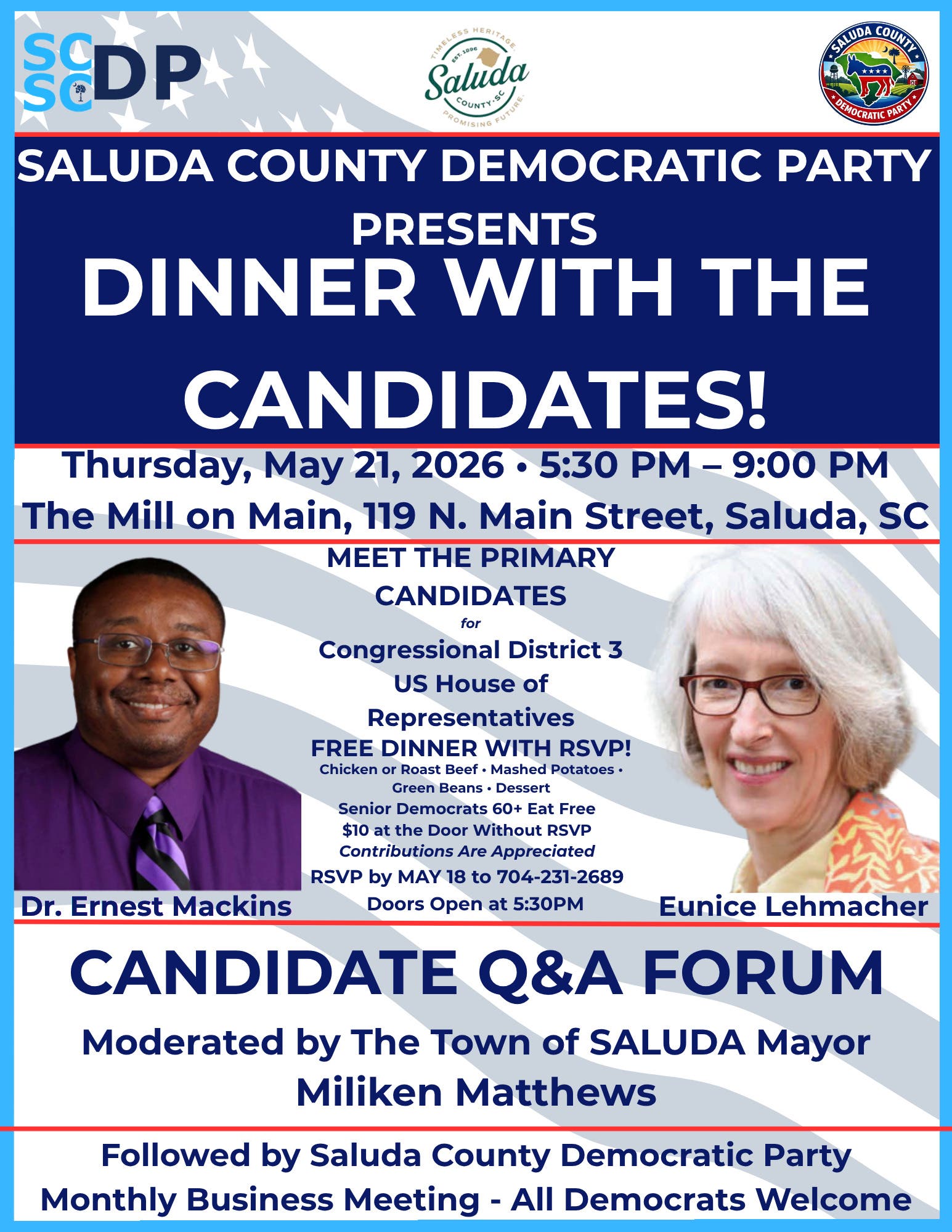 Saluda County Democratic Party Presents "Dinner With The Candidates"