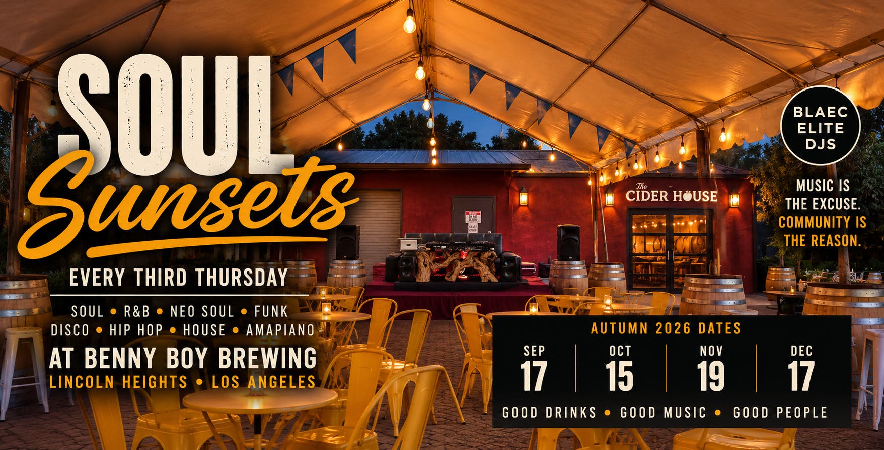 Sept 17th √√ SOUL SUNSETS @ Benny Boy Brewing √√