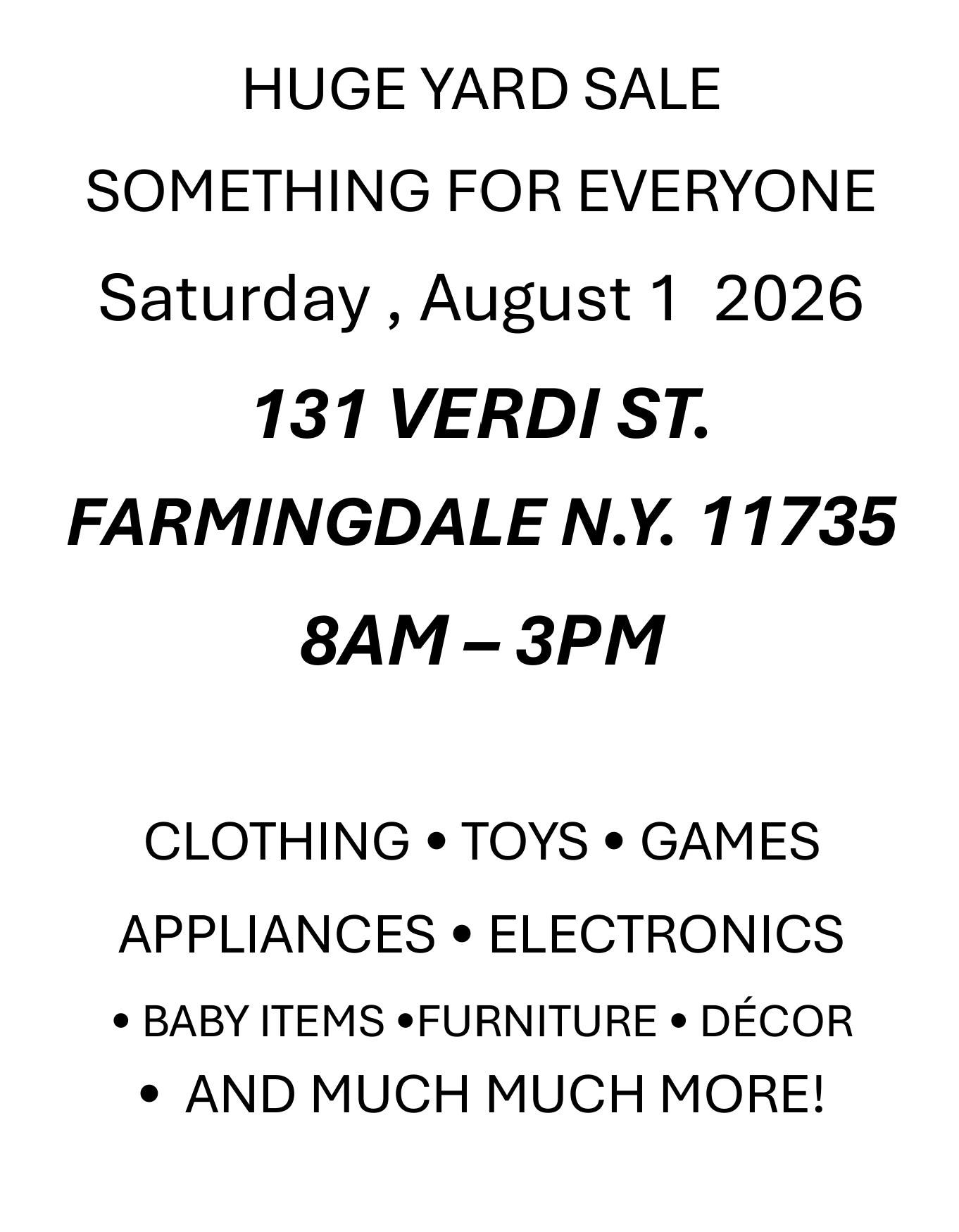 Huge Yard Sale