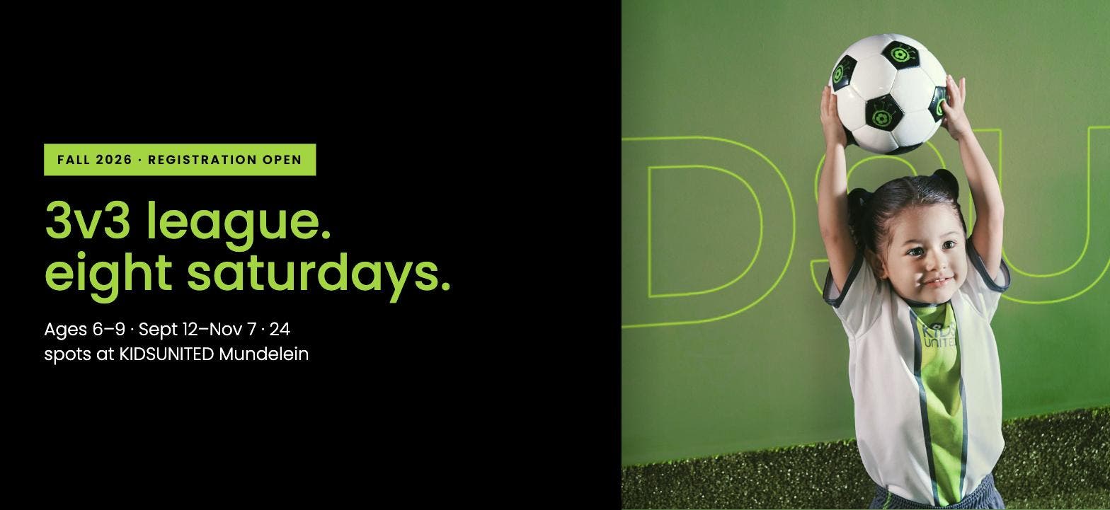 Fall 3v3 Youth Soccer League for Ages 6-9 at KIDSUNITED Mundelein