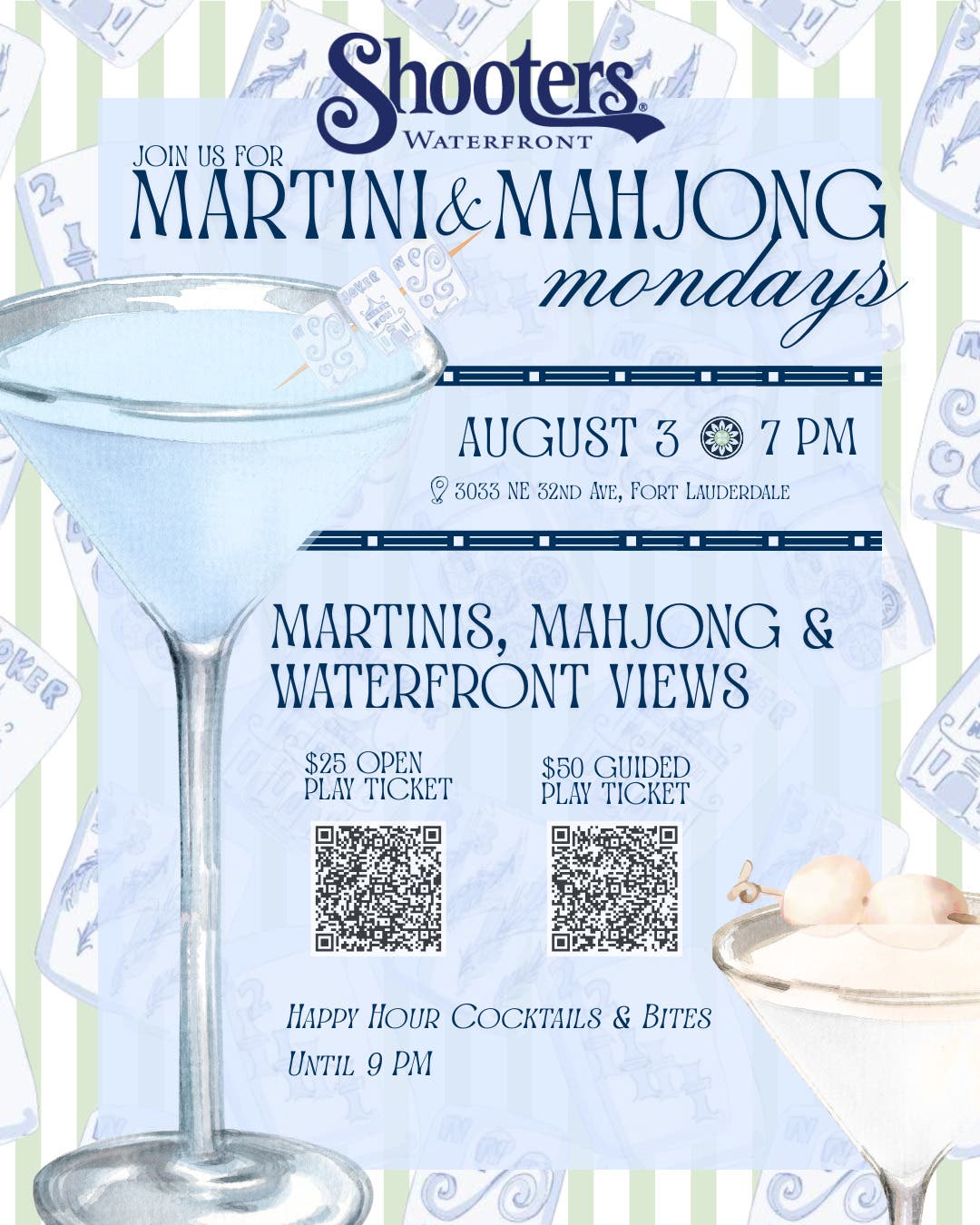 Martini & Mahjong Mondays at Shooters Waterfront