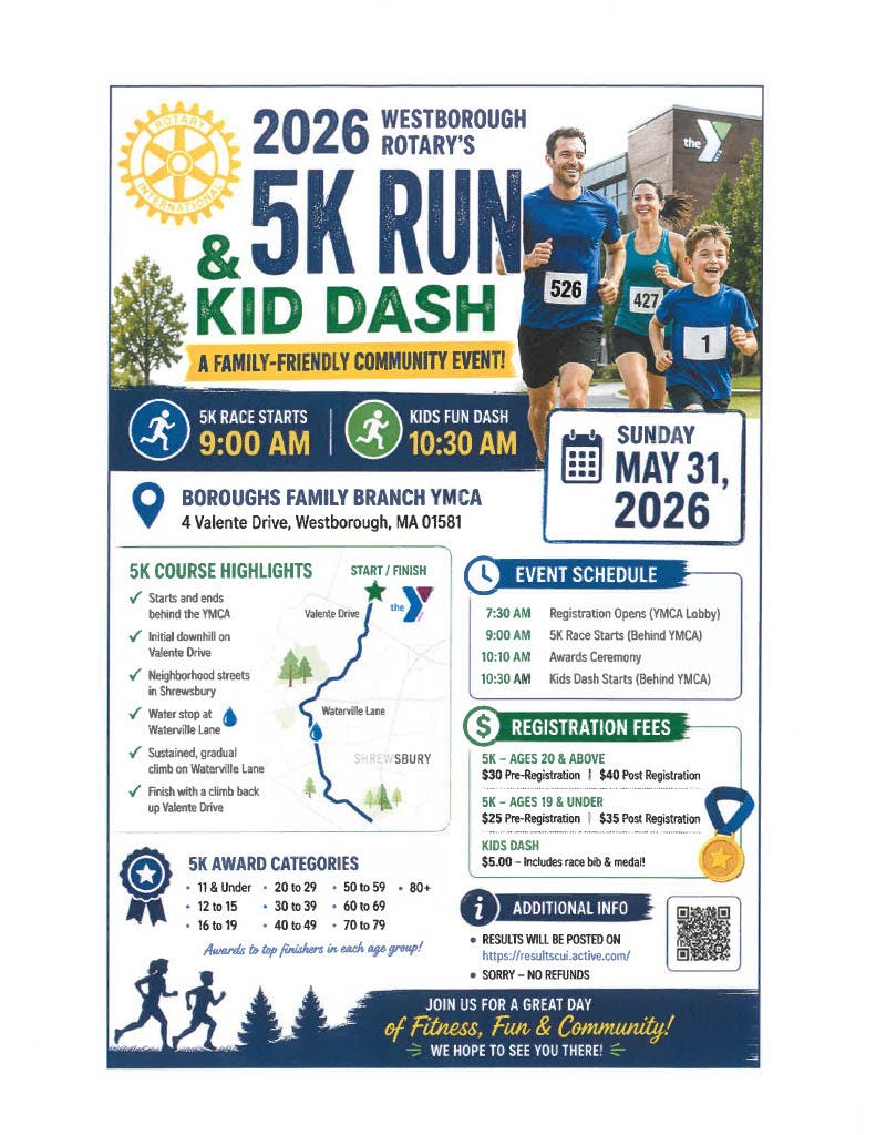 Westborough Rotary's 5K Run & Kid Dash 2026