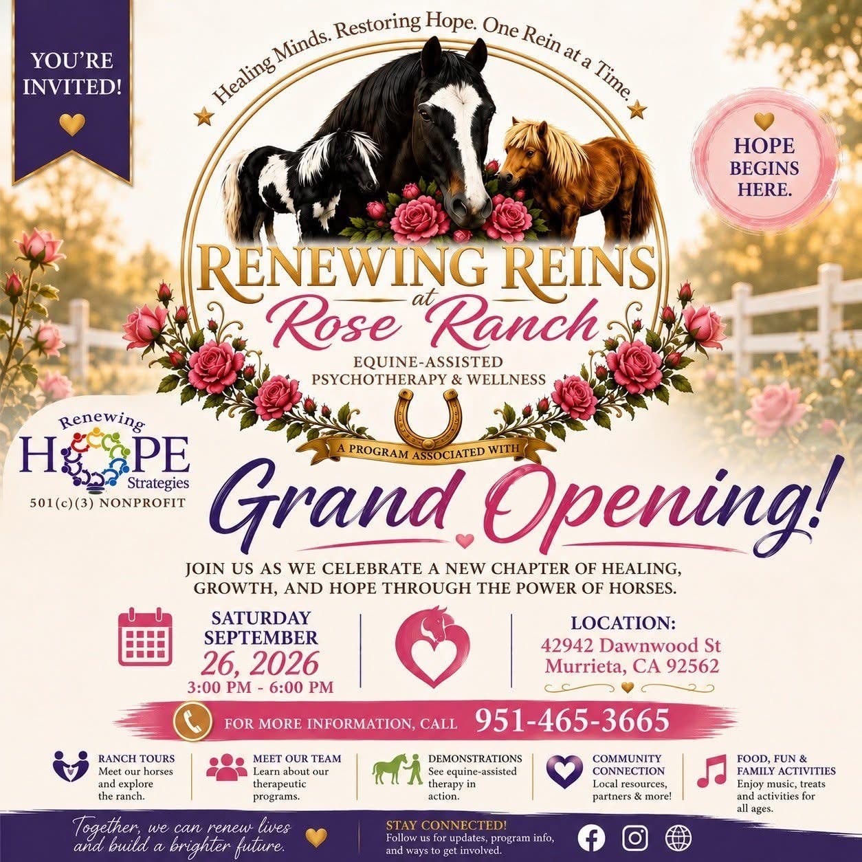Renewing Reins at Rose Ranch Equine Assisted Therapy Grand Opening