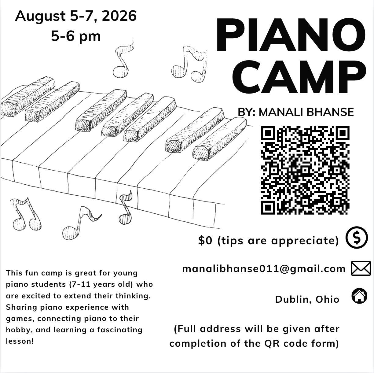 Free Piano Camp for kids THIS Wednesday, right here in Dublin!