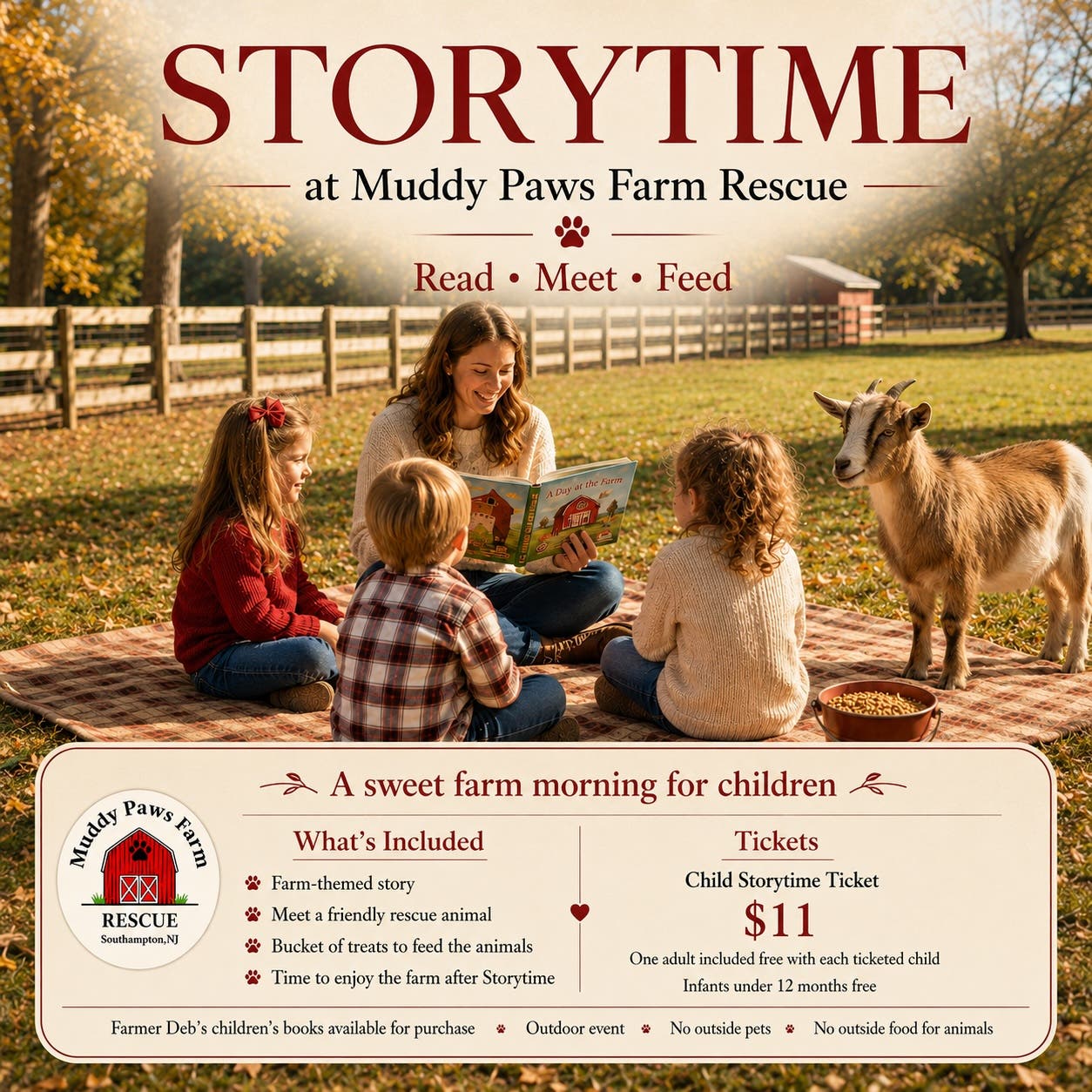Storytime at Muddy Paws Farm Rescue