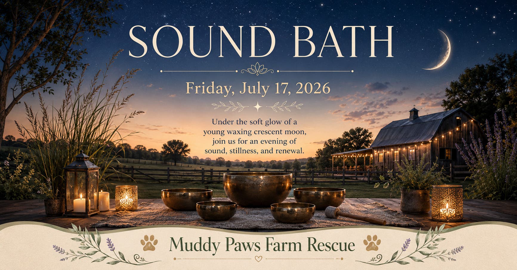 Sound Bath at Muddy Paws Farm Rescue