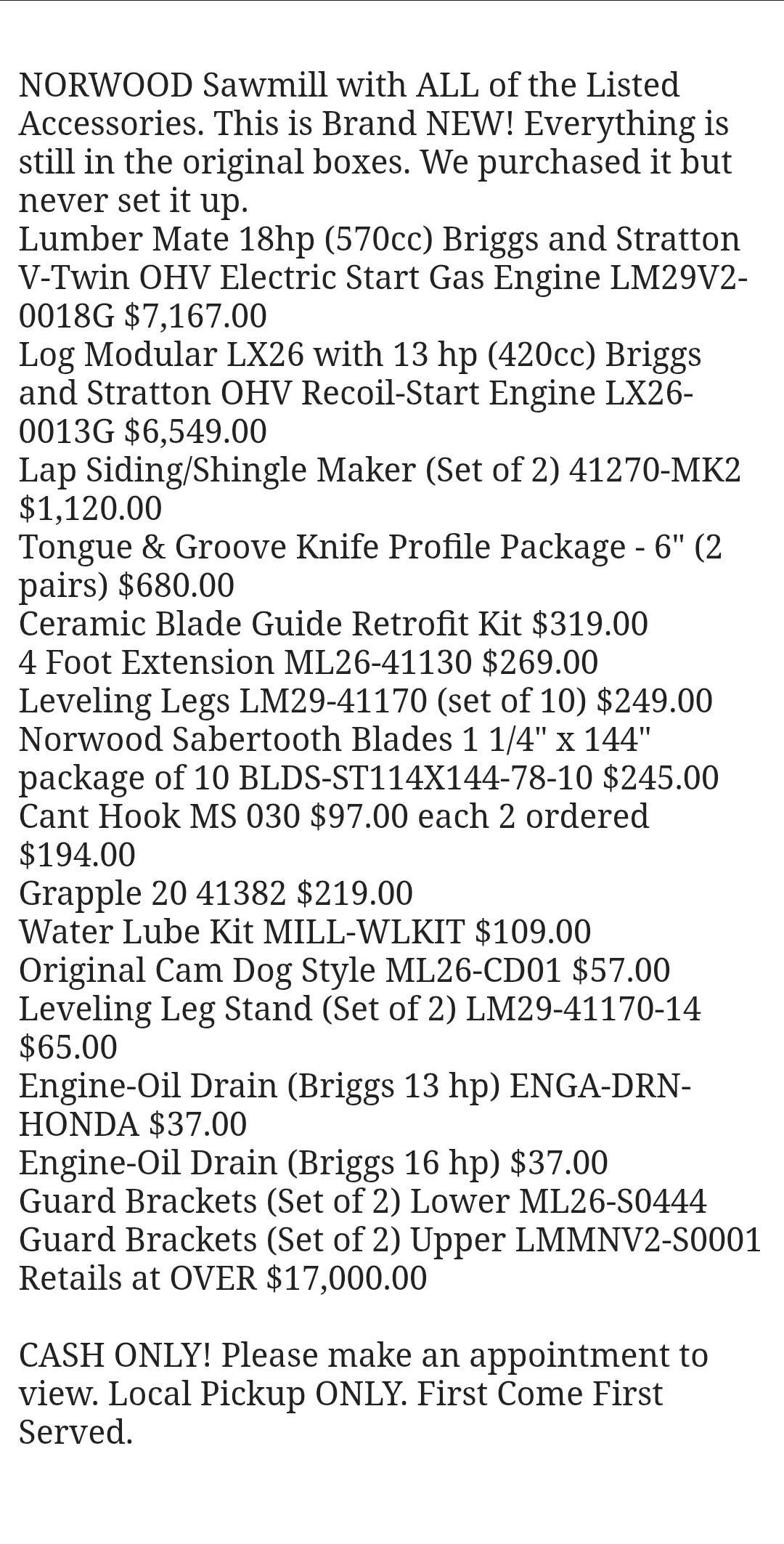 NORWOOD Sawmill LM29V2 Molder Planner LX26 and Accessories Retail over 17K