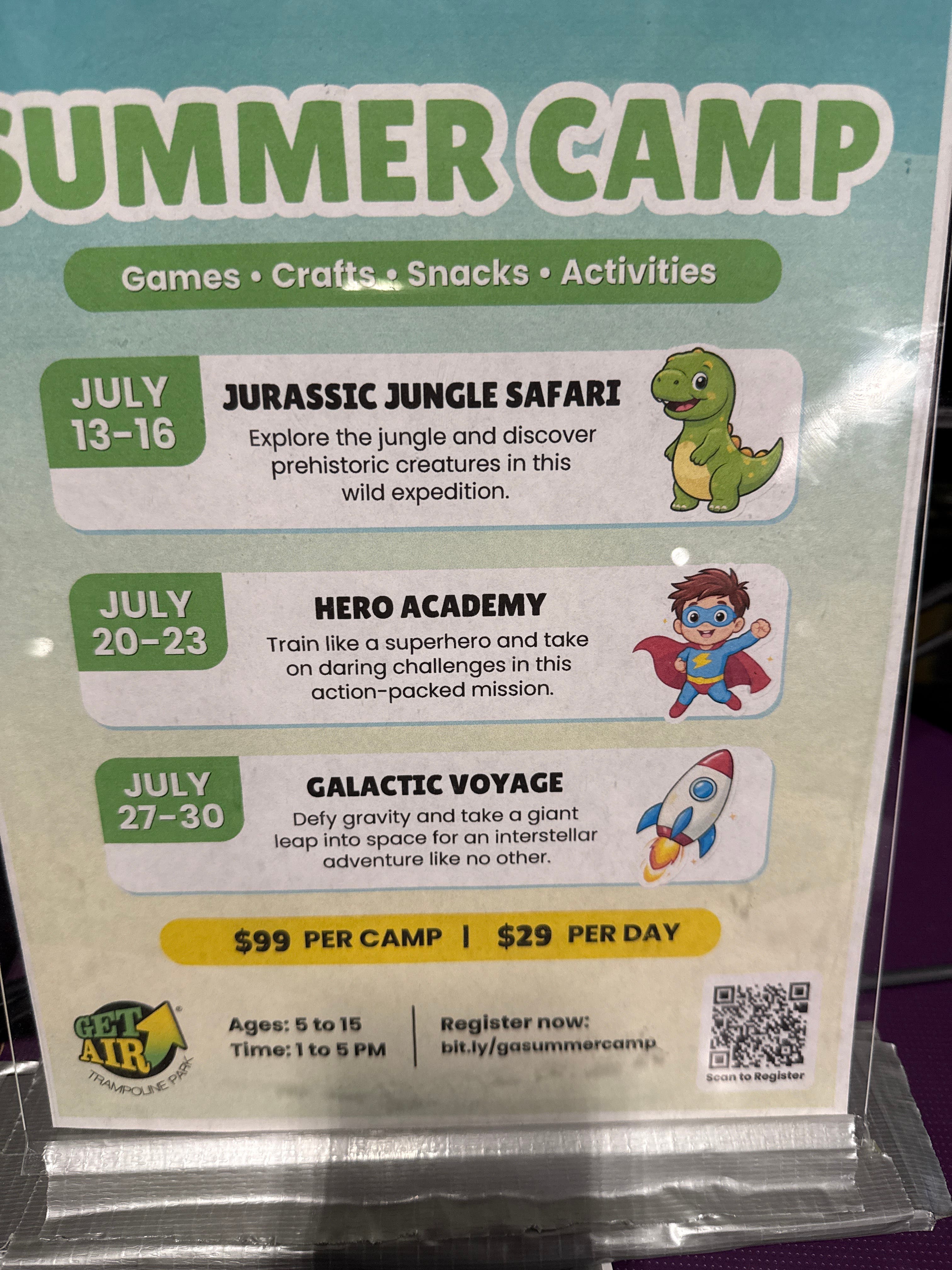 Get air trampoline park summer camp