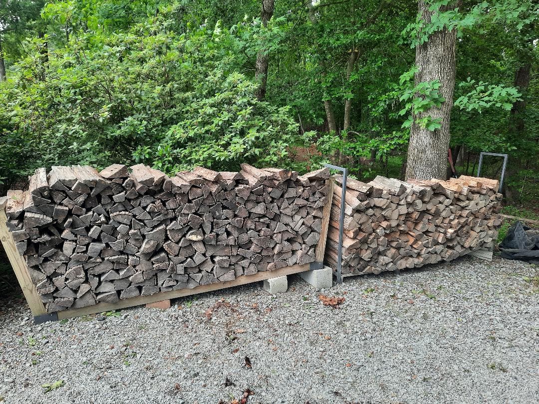 1.5 face cord seasoned split fire wood with racks