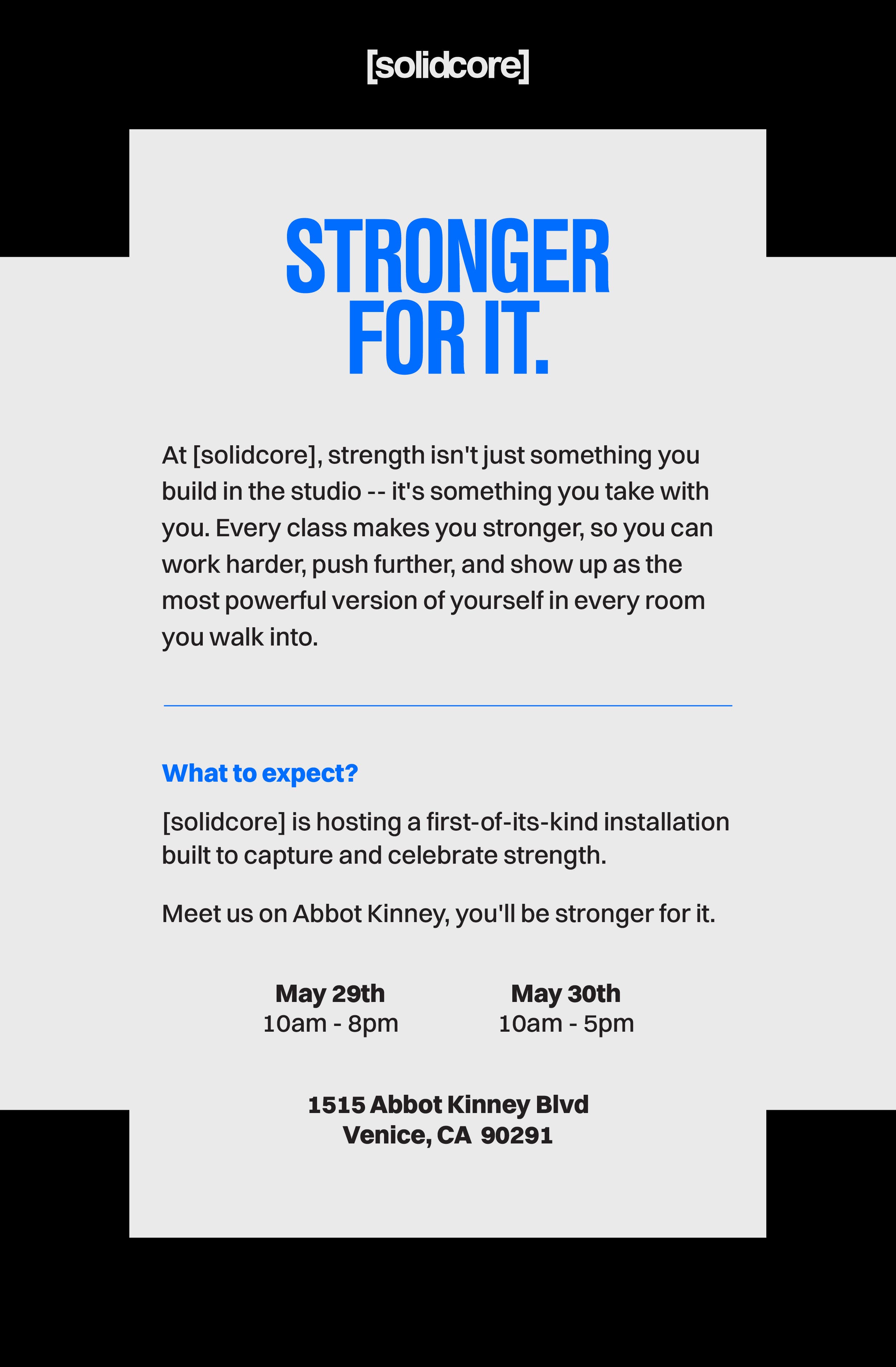 [solidcore] “Stronger For It” Experience