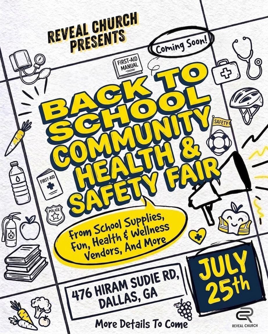 Save the Date: Reveal Church Community Health Fair and Back 2 School Drive!