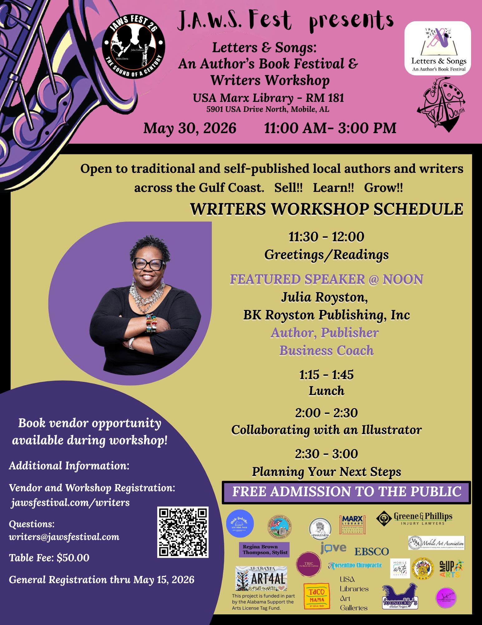 Letters & Songs: An Author's Book Festival & Writers Workshop