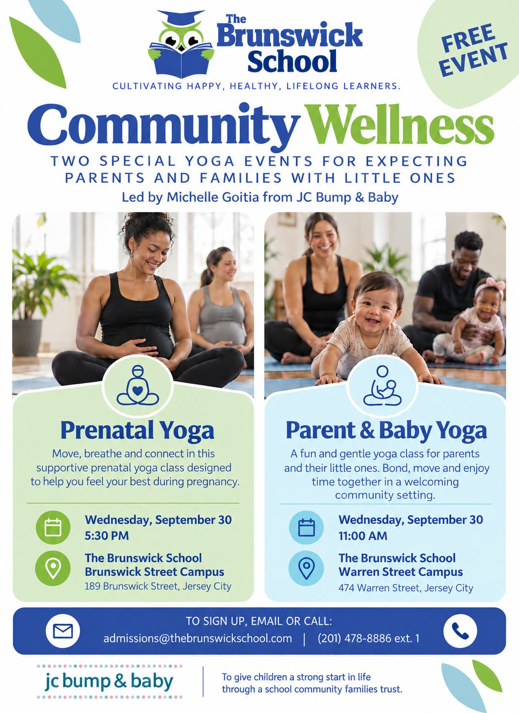 Community Wellness Yoga Events at The Brunswick School