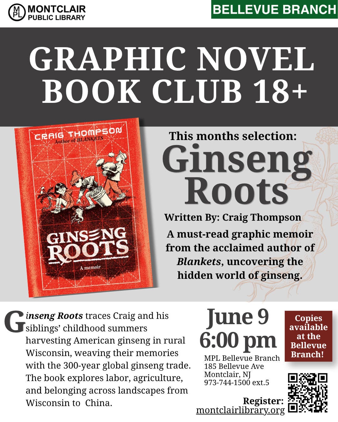 Graphic Novel Book Club 18+: Ginseng Roots