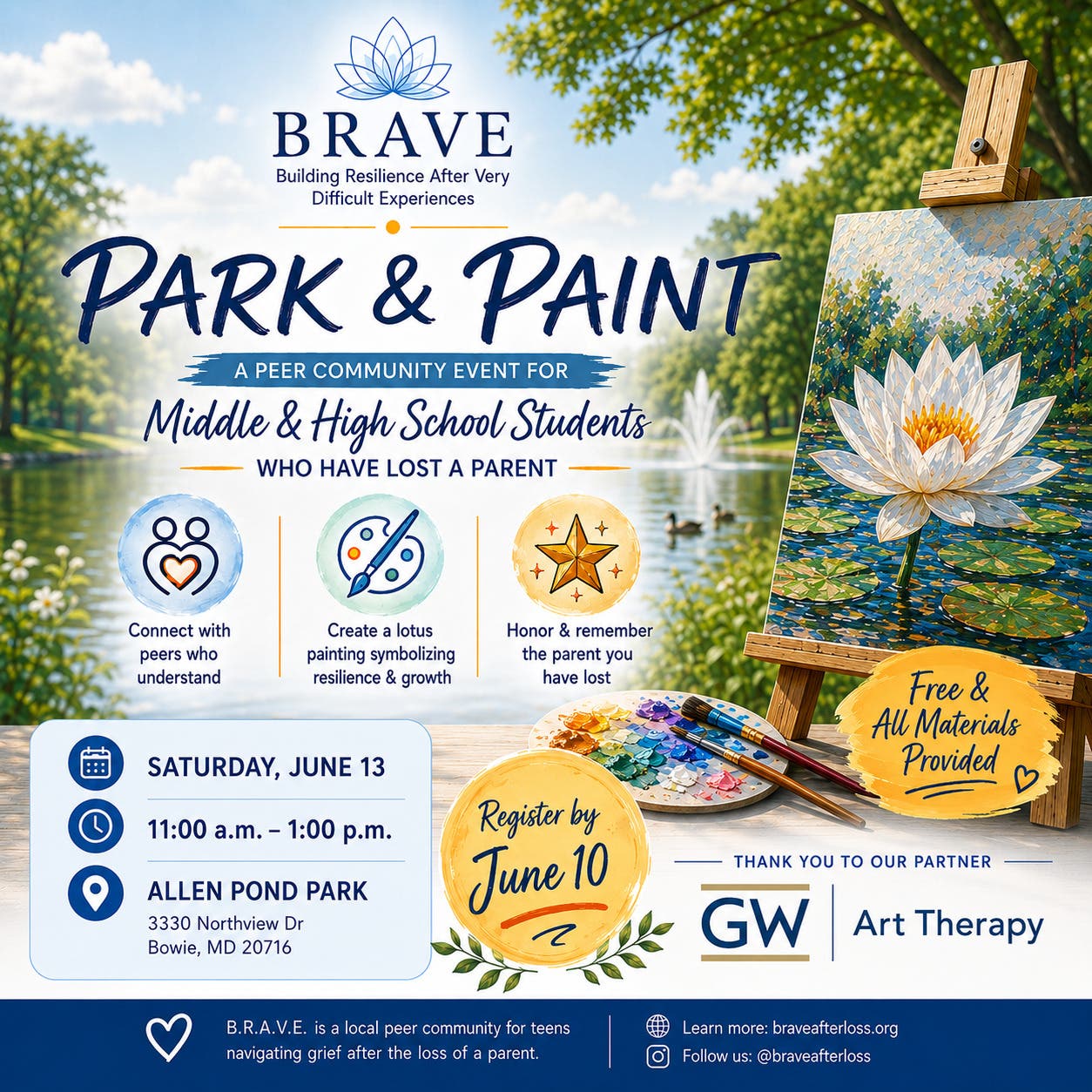 🎨 Park & Paint: A Connection Event for Teens Who Have Lost a Parent