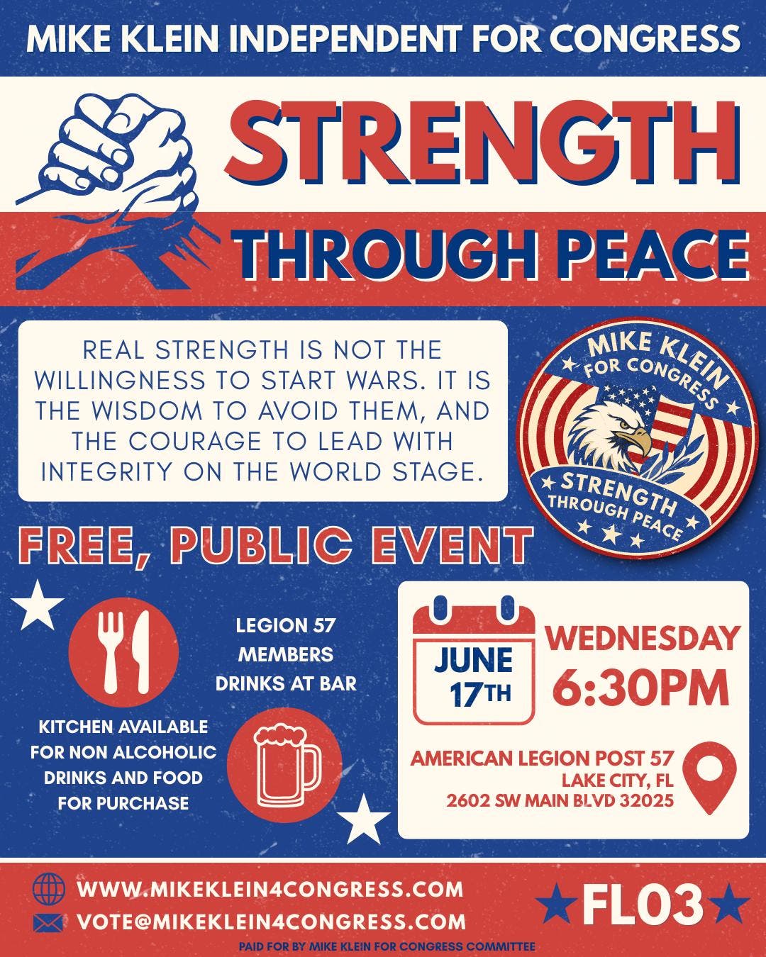 "Strength Through Peace" - Mike Klein for Congress