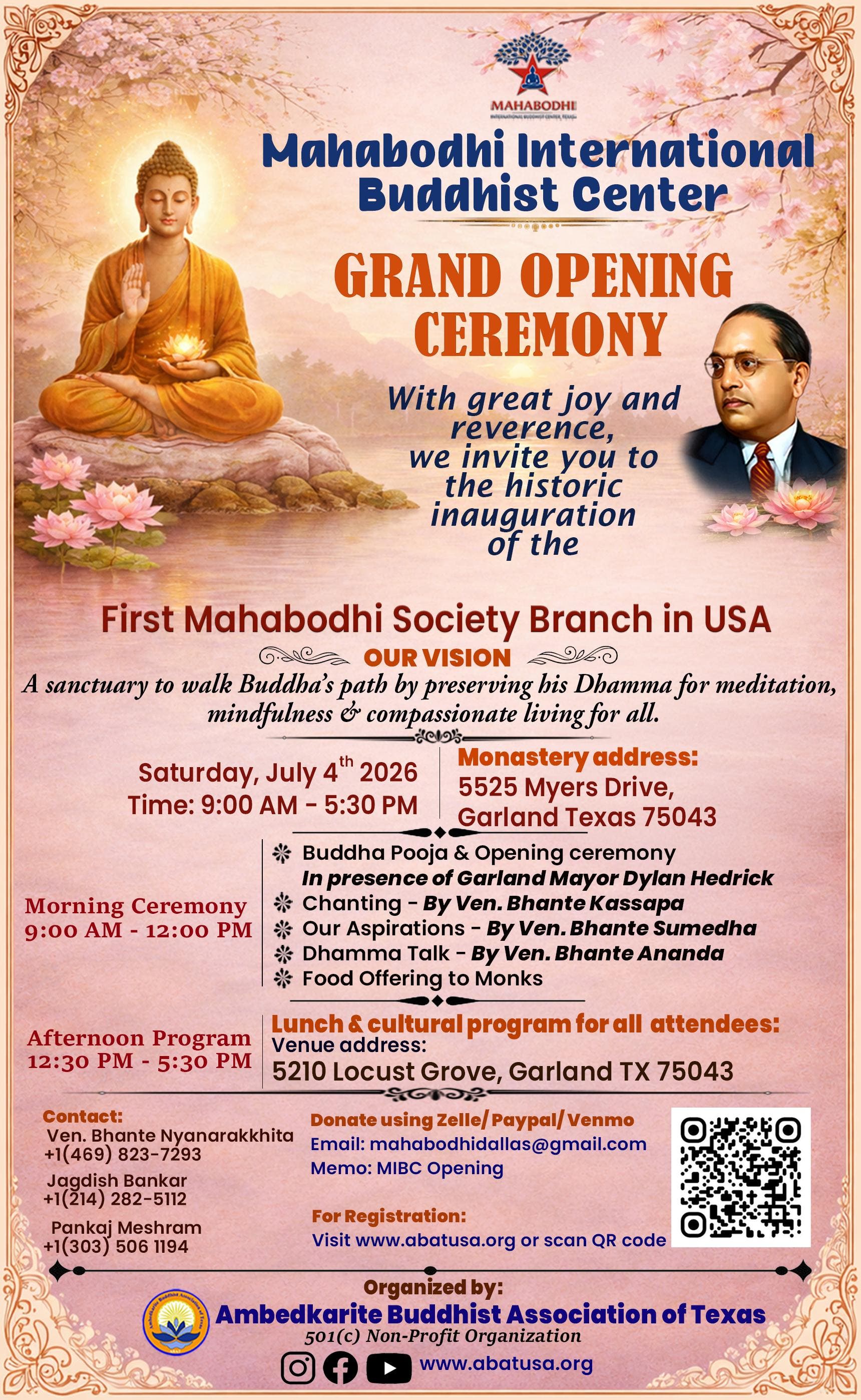 Mahabodhi International Buddhist Center Grand Opening Ceremony