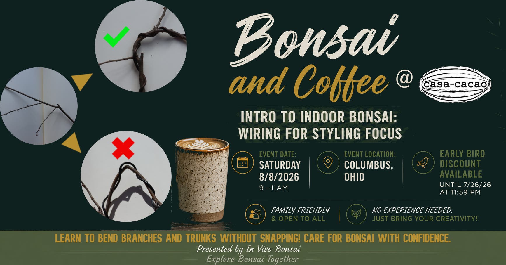Bonsai and Coffee! Intro to Indoor Bonsai Workshop: Wiring for Styling Focus @ Casa Cacao