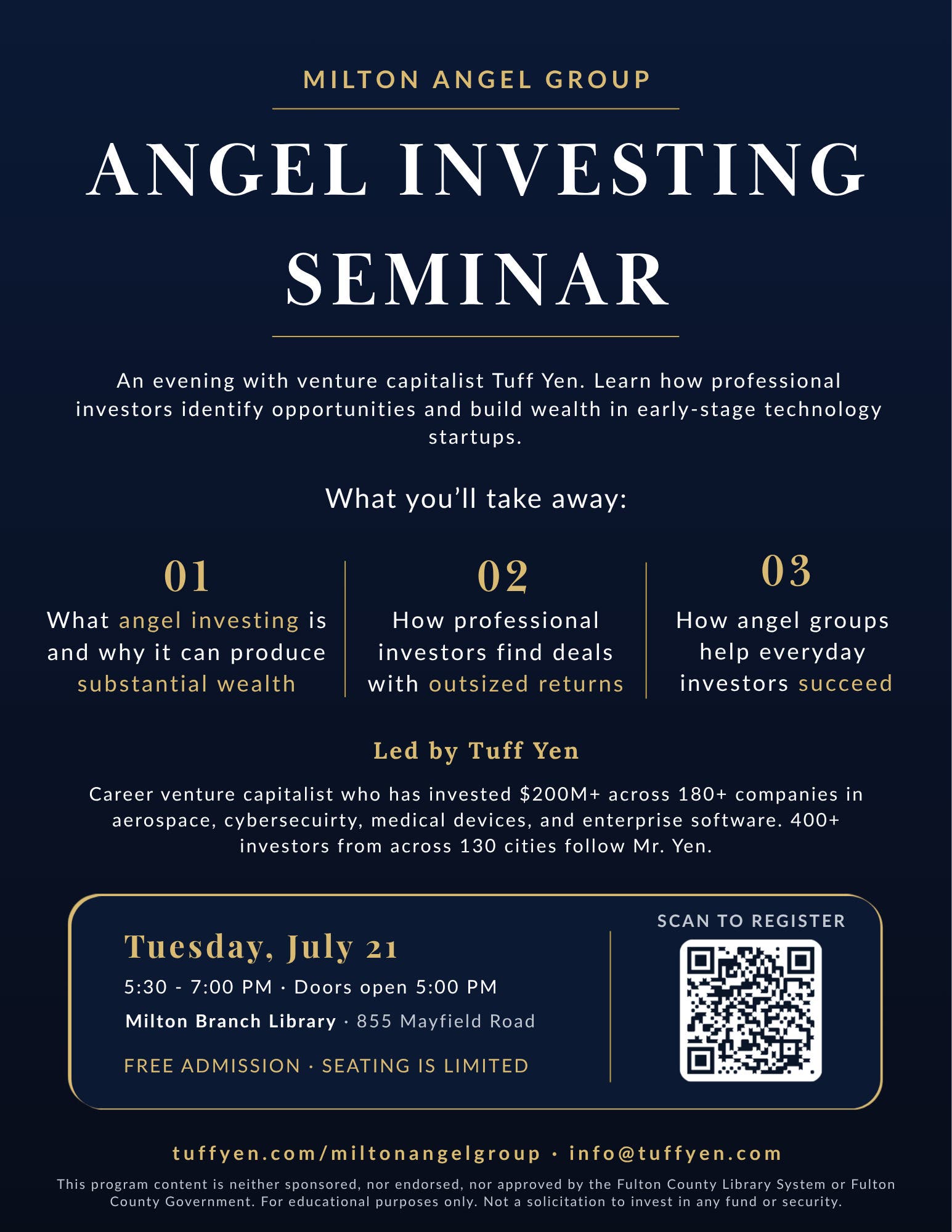 Free Angel Investing Seminar