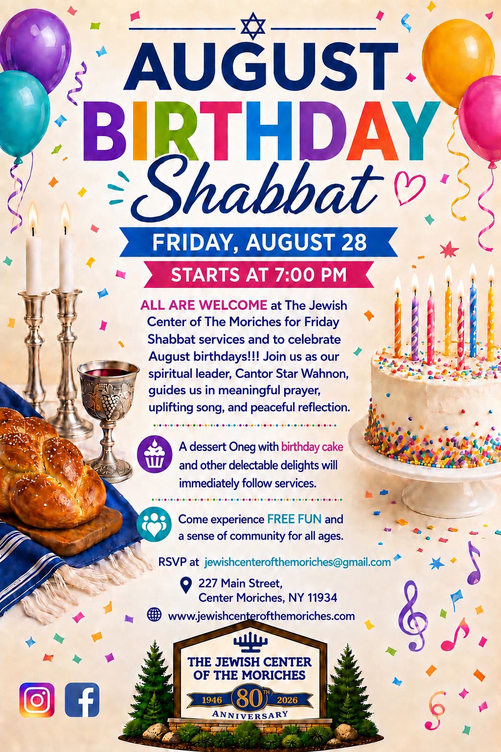 August Birthday Shabbat at JCM!!!