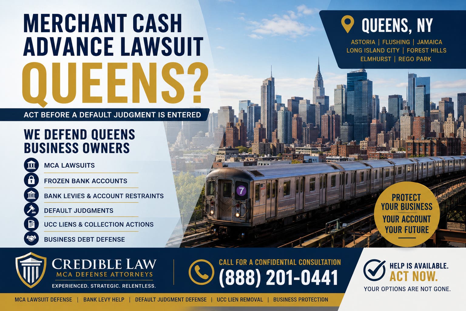 Merchant Cash Advance Lawsuit Queens? MCA Defense Attorney Help | Frozen Bank Account | Default Judg
