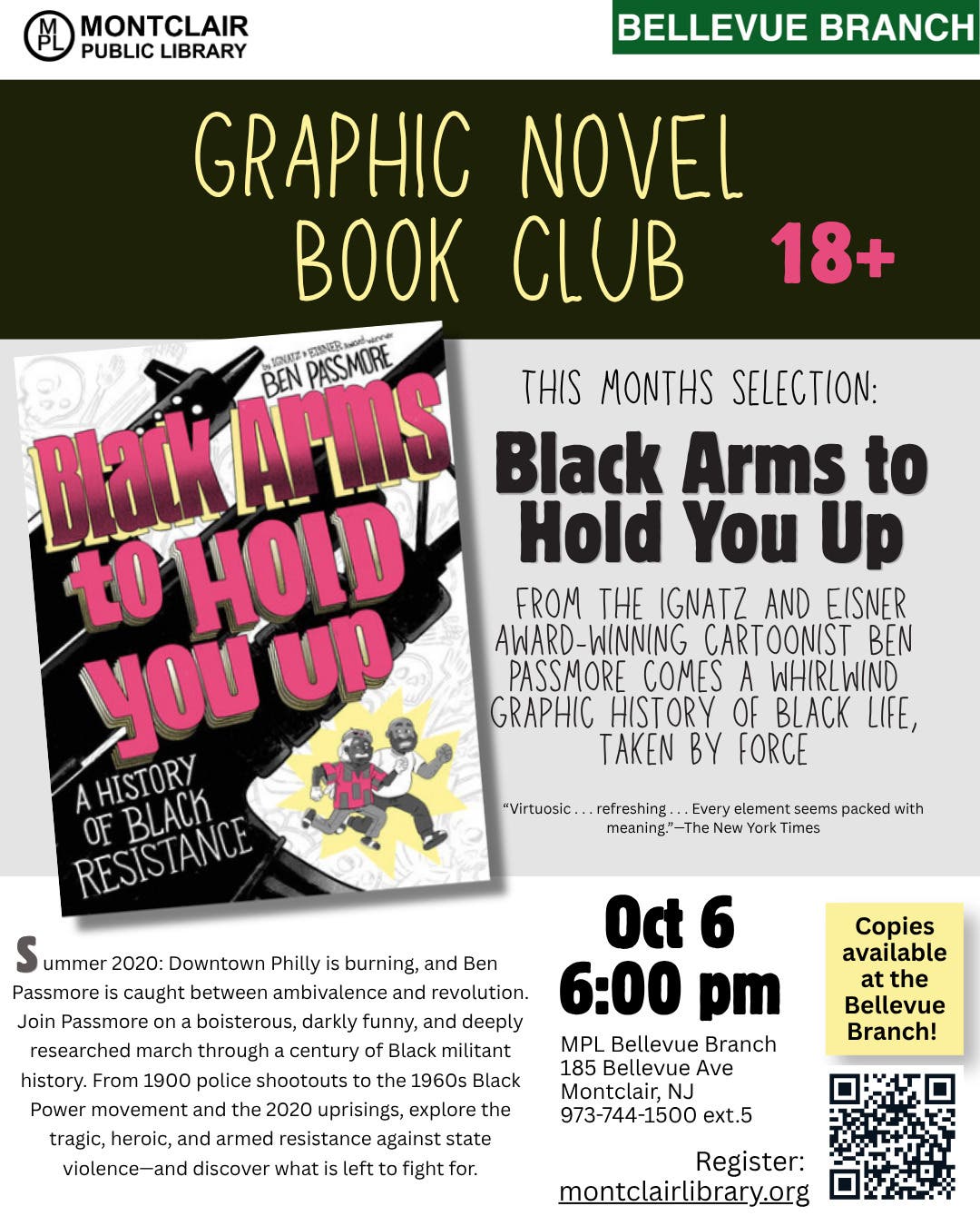 Graphic Novel Book Club(18+) Black arms to hold you up : a history of Black resistance