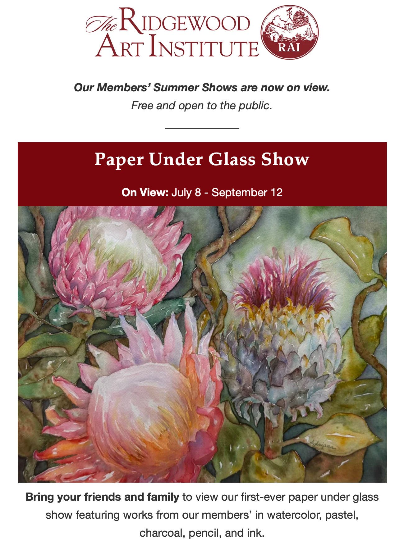 Summer Art Show - On view July 8th - Sept. 12th